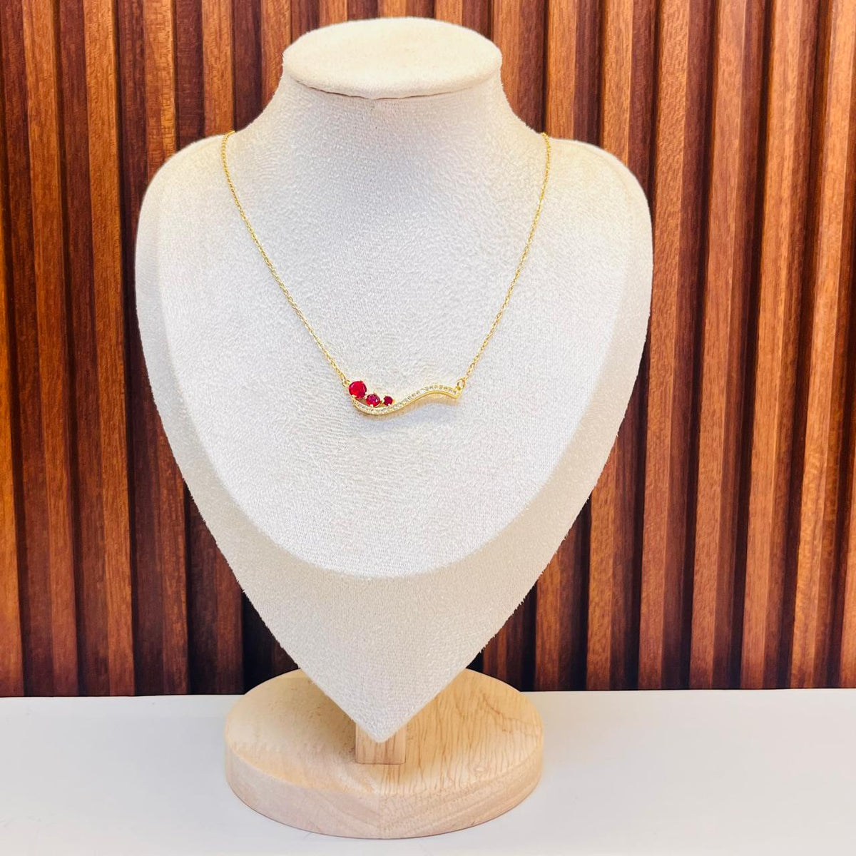 Red Stone Wave Necklace