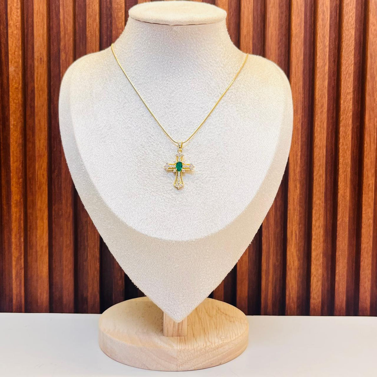 Emerald Cross Necklace