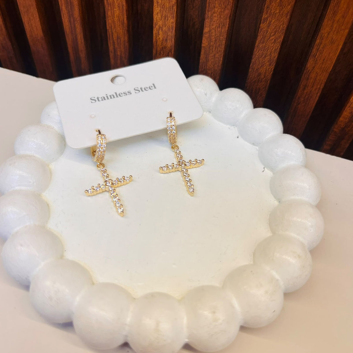 Crystal Cross Earrings