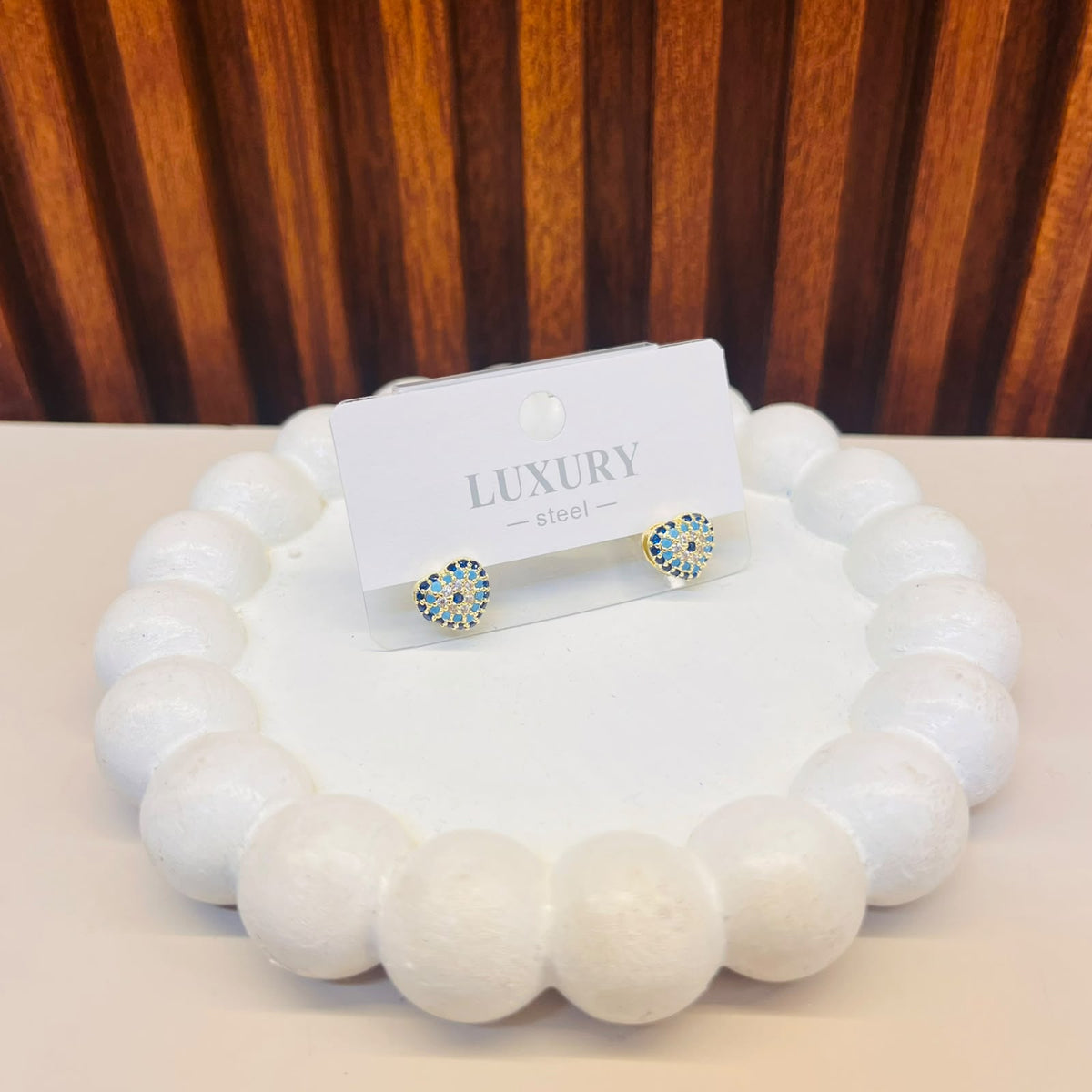 Evil eye heart stud
