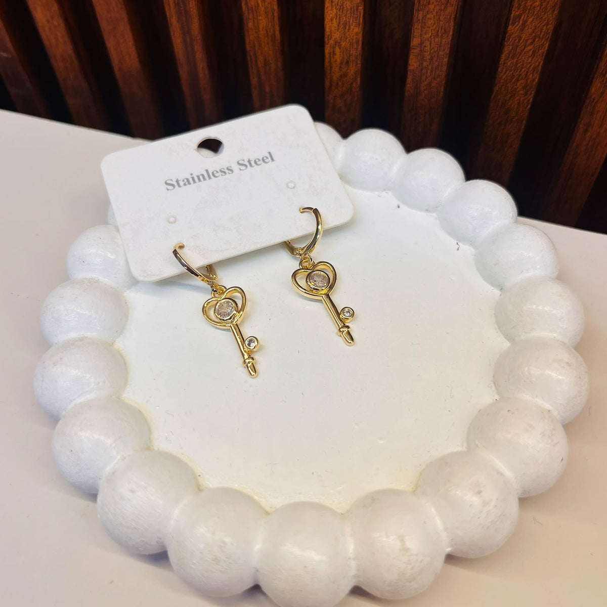 Gold Key Drop Earrings