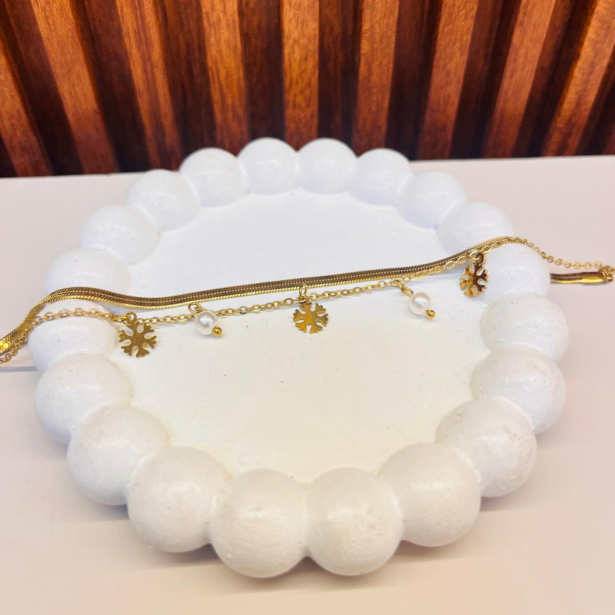 Small Flower And Pearl Bead Bracelet