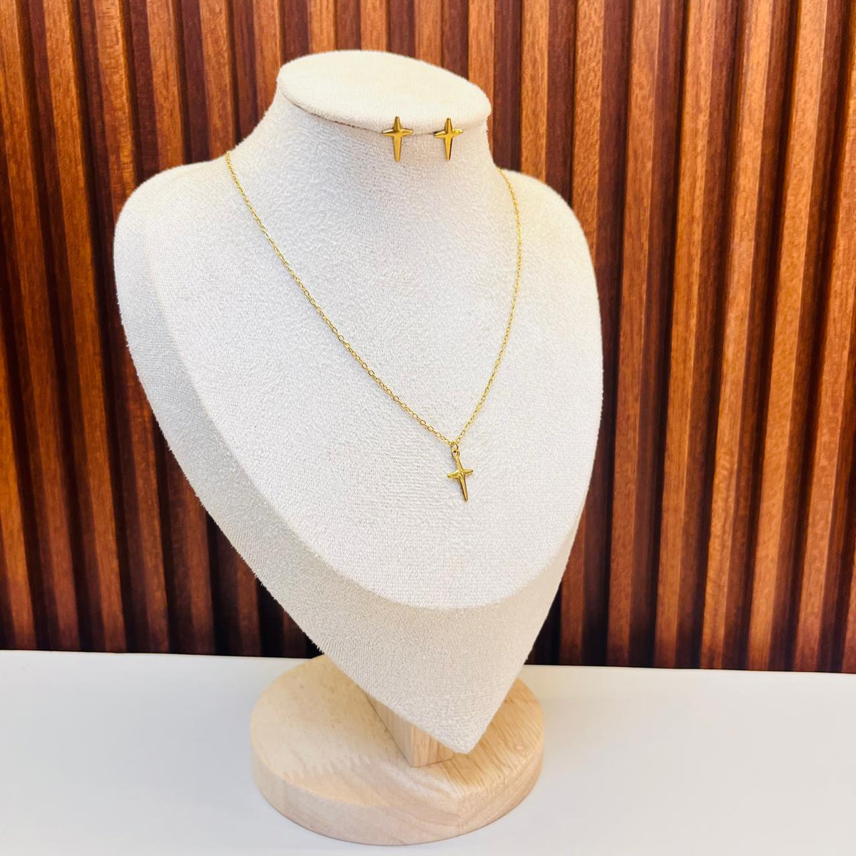 Gold Cross Pendant Set