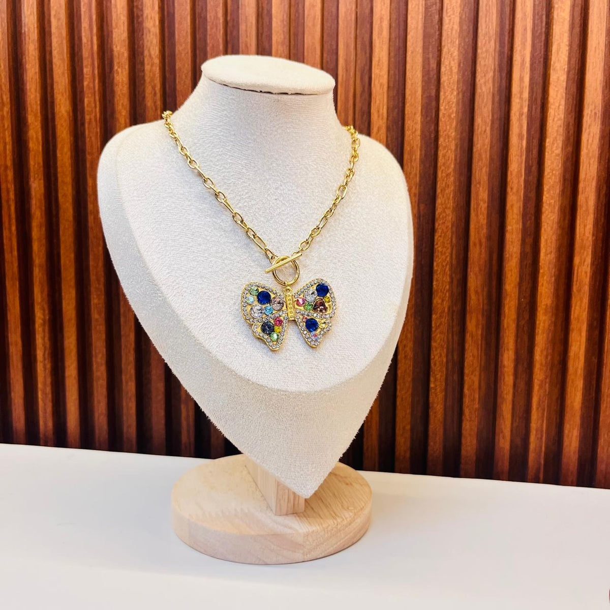 Multi Stone Butterfly Necklace