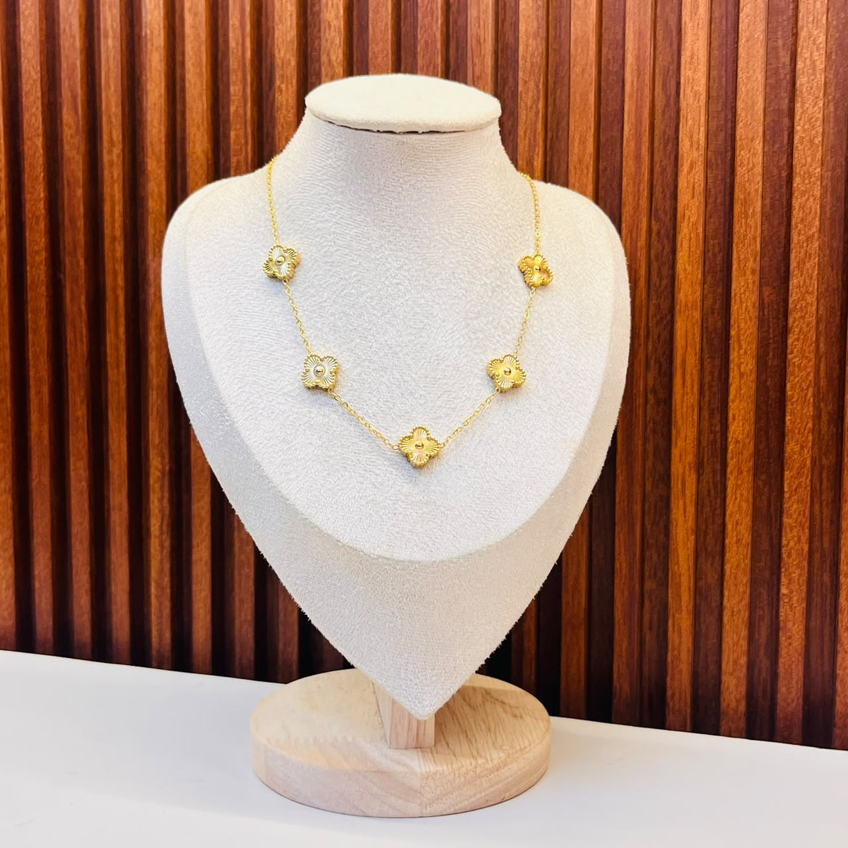 Golden Aura Clover Necklace