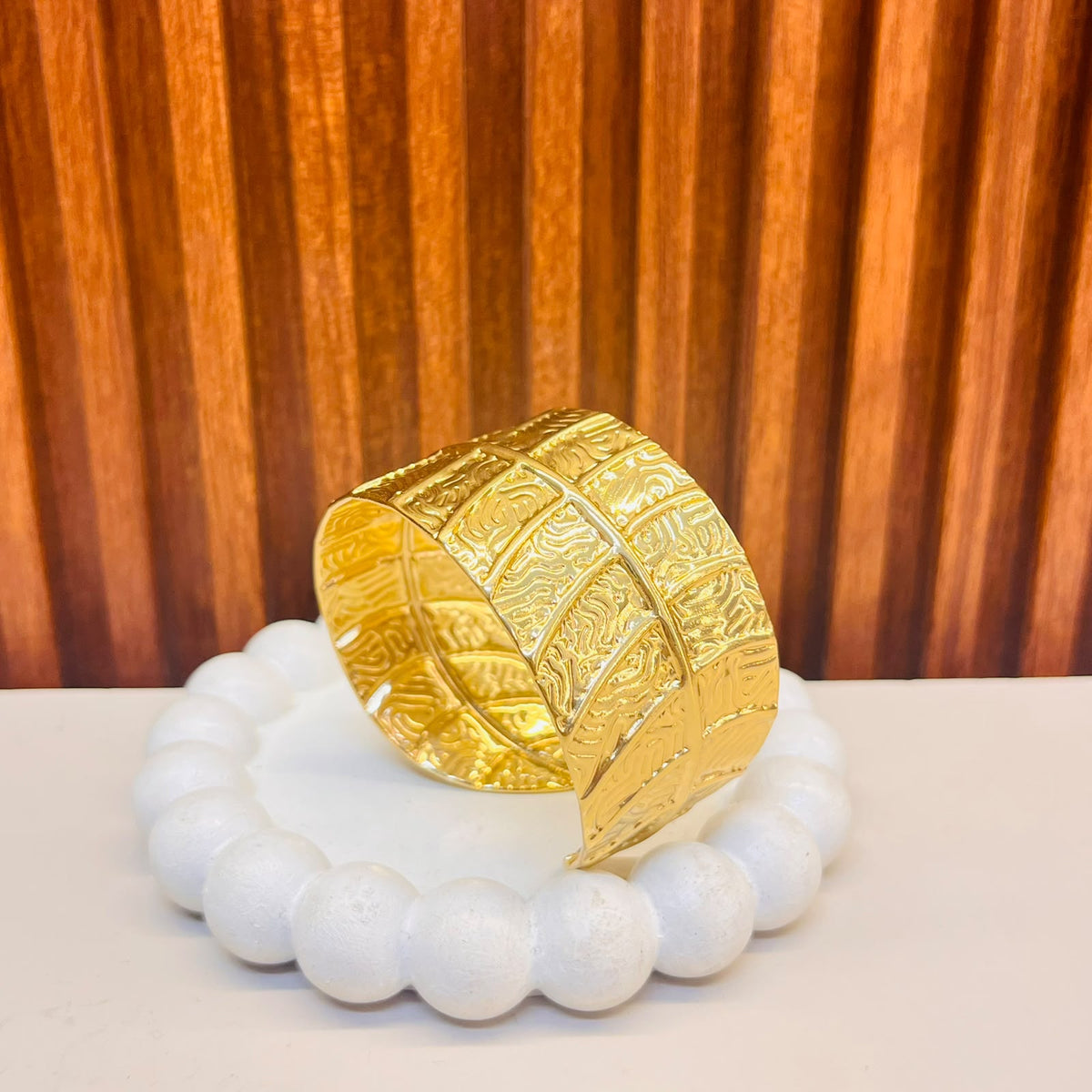 Textured Chunky Gold Cuff Bracelet
