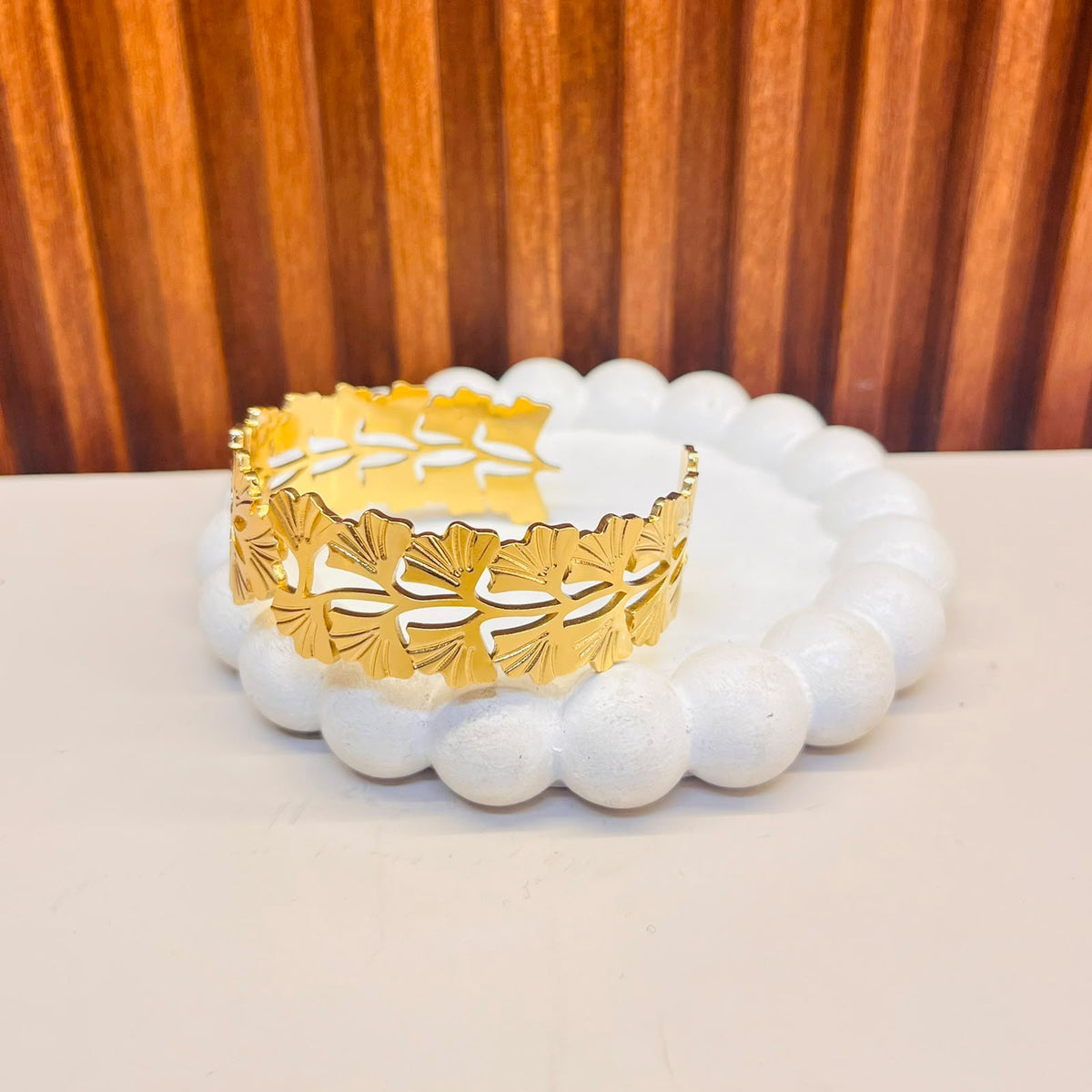 Leaf Cutout Cuff Bracelet