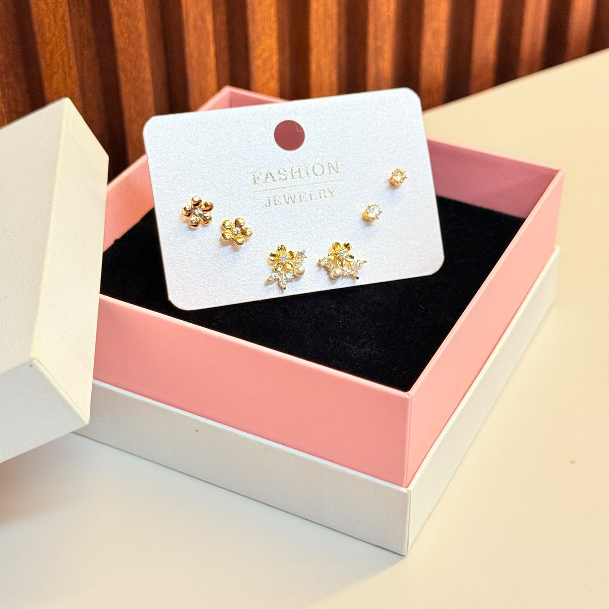 Gold Floral Combo Earrings