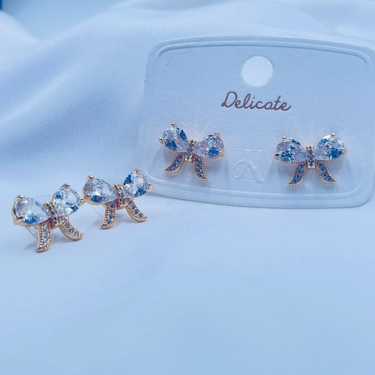 Bow-Shaped Cubic Zirconia Earrings
