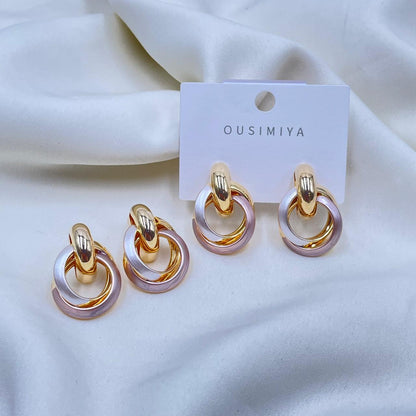 Gold And Pink Hoop Earrings