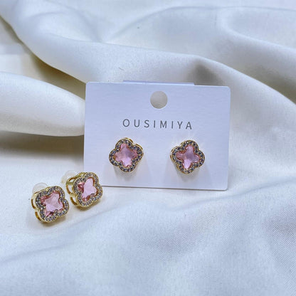 Pink Clover Earrings