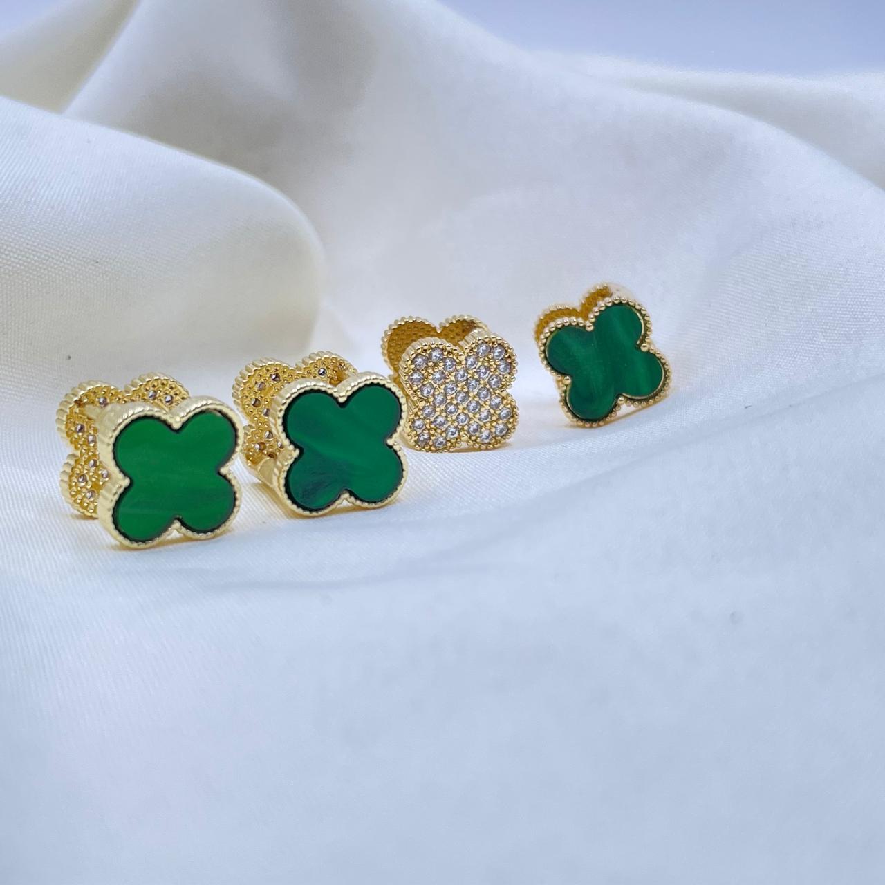 Green And Gold Earrings
