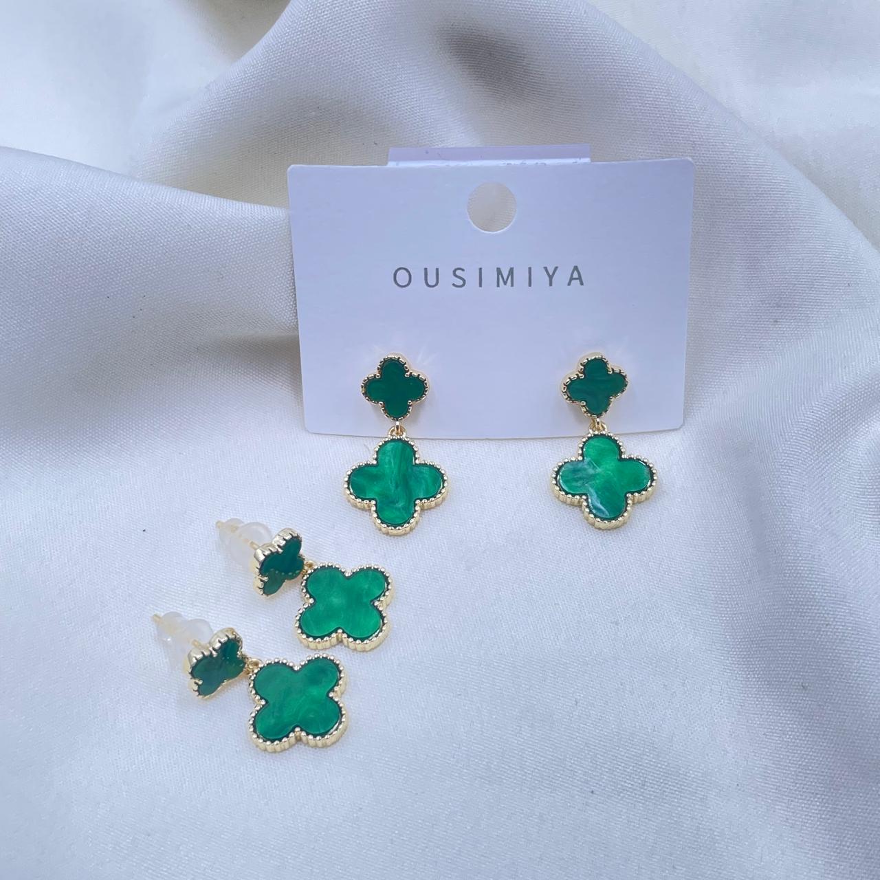 Green Floral Earrings
