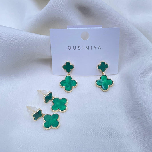 Green Floral Earrings
