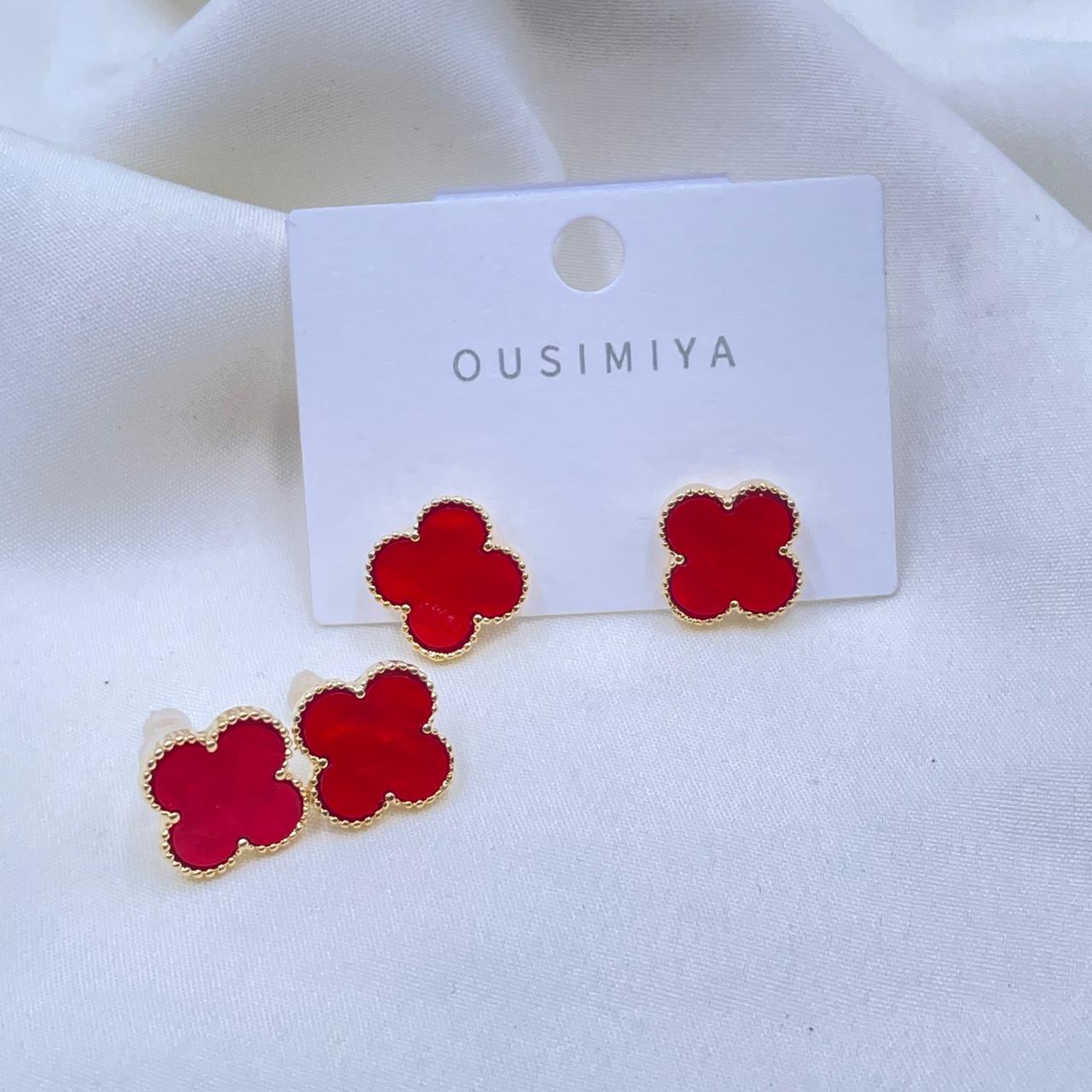 Red Floral Earrings