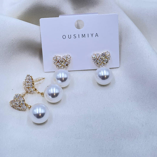 Pearl And Heart Earrings