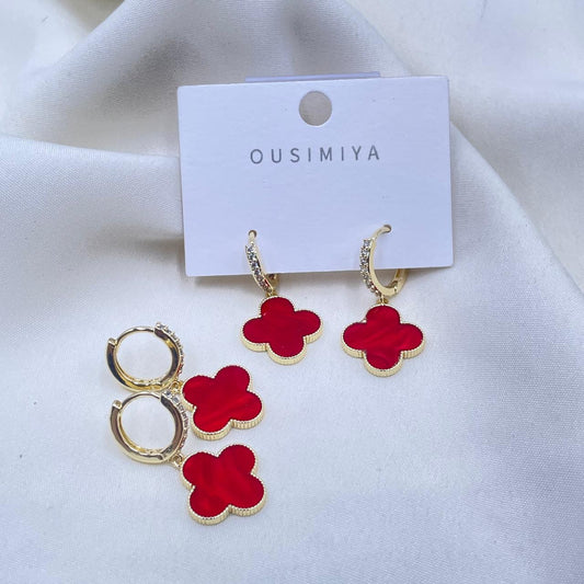 Red Flower Earrings