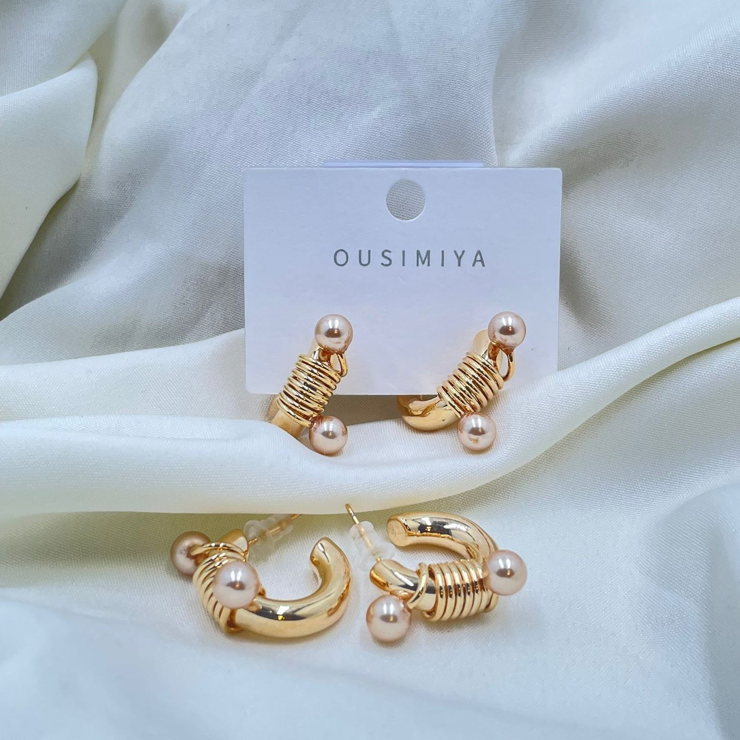 Gold Pearl Hoop Earrings