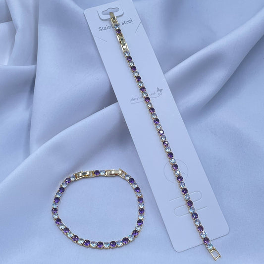 Purple and White Tennis Bracelet