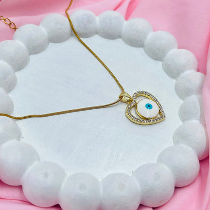 Heart Evil Eye Necklace