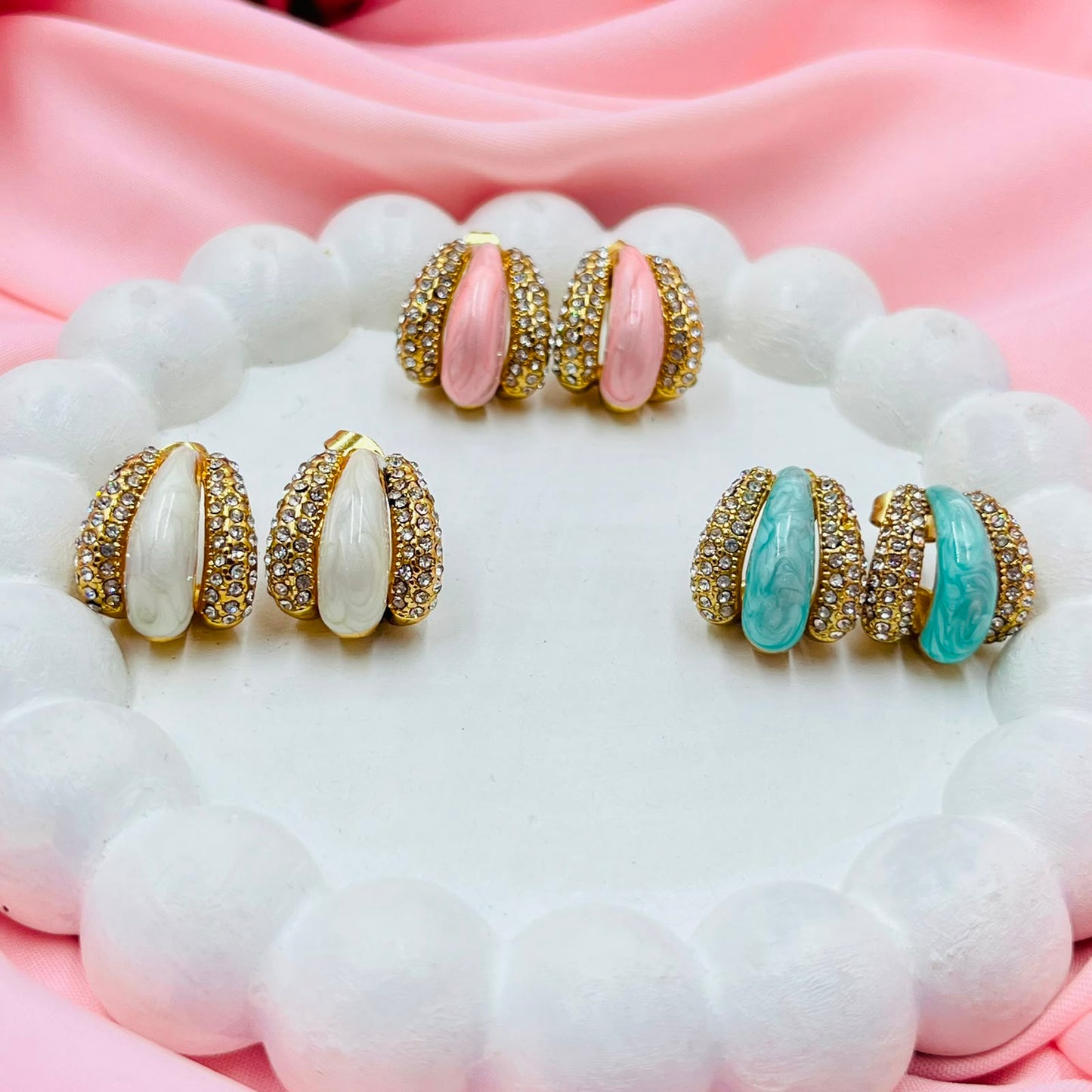 Enamel Spark Half Hoops