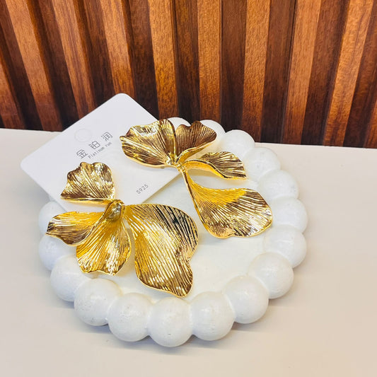 Gold Plated Half Floral Studs